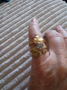 Women's Matte Gold-Tone Stackable Statement Rings - Multi Design W or M Initials